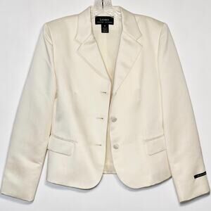 Lauren Ralph Lauren Ivory Satin Blazer Jacket Size 8 NWT Wedding Formal Gala